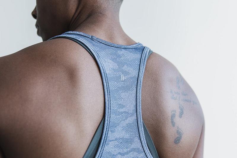 Blue Nobull WoLightweight Textured Tank (CAMO) Women's Tanks | CA Q2259M